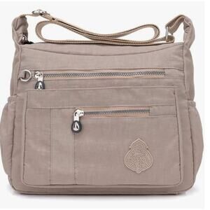 MINTEGRA Crossbody Bag Beige Nylon Waterproof Shoulder Purse Bag Lightweight